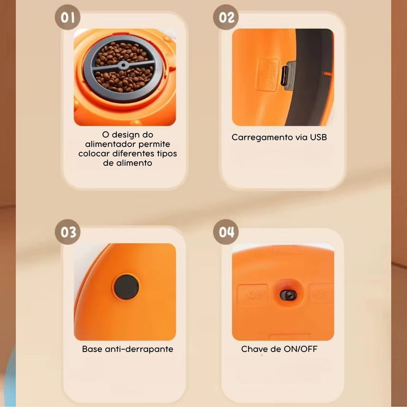 Brinquedo Interativo com Petiscos – Alimentador Automático para Pets Ansiosos