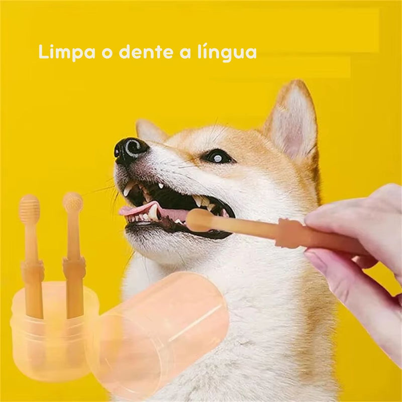 Escova Dental de Silicone para Pets – Limpeza Suave e Eficiente para a Saúde Bucal