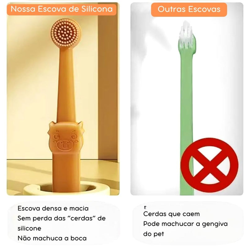 Escova Dental de Silicone para Pets – Limpeza Suave e Eficiente para a Saúde Bucal