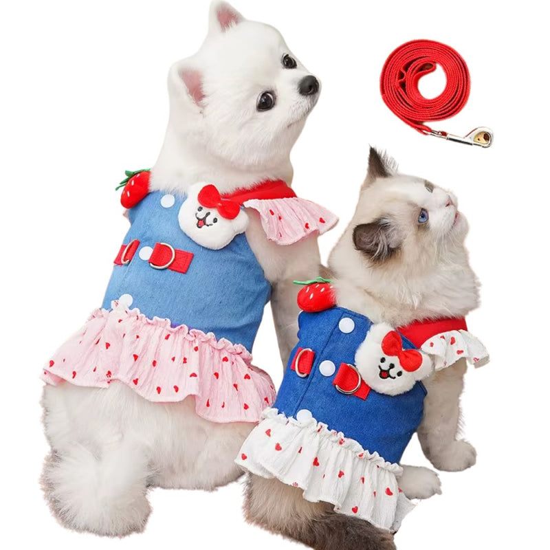 Coleira Peitoral com Saia para Cães e Gatos Pequenos – Estilo e Segurança